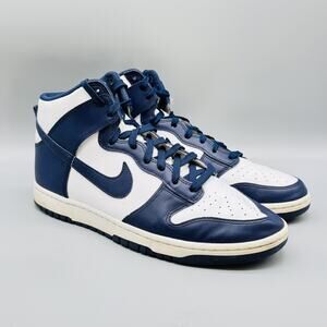 Nike Shoes Mens 12 White Midnight Navy Dunk High Top Retro Basketball Sneakers